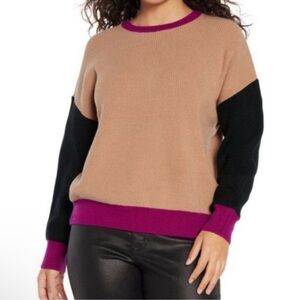Express Colorblock Sweater - Camel, Black, and Magenta